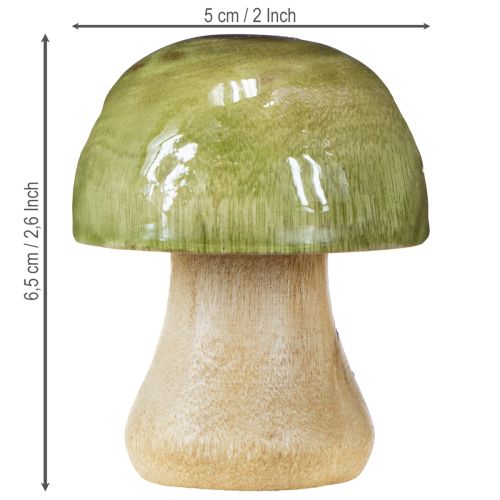 Produkt Drewniane grzybki jesienna dekoracja grzybki zielone czerwone pomarańczowe wys. 6,5cm 9 szt.