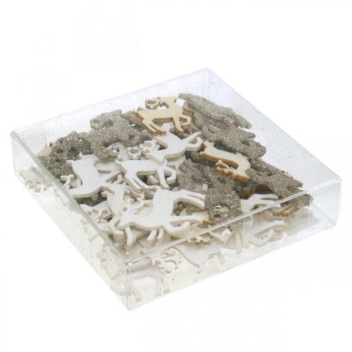 Floristik24 Dekoracja rozproszona Świąteczna dekoracja jelenia drewniana 4cm 72 szt