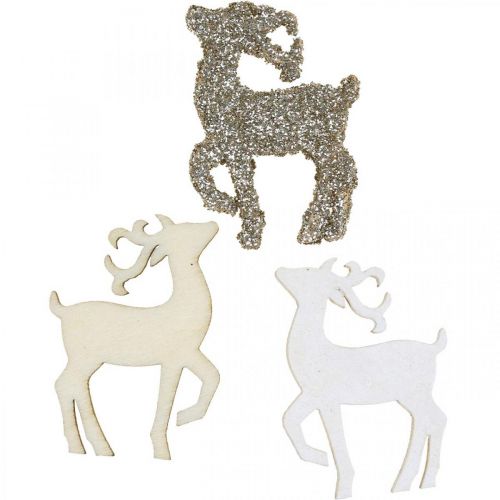 Floristik24 Dekoracja rozproszona Świąteczna dekoracja jelenia drewniana 4cm 72 szt
