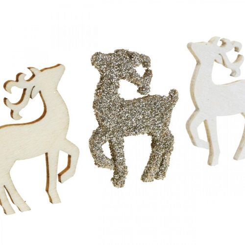Floristik24 Dekoracja rozproszona Świąteczna dekoracja jelenia drewniana 4cm 72 szt