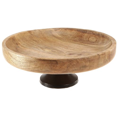 Floristik24 Miska drewniana ze stopką miska ozdobna z drewna naturalnego czarnego Ø25cm