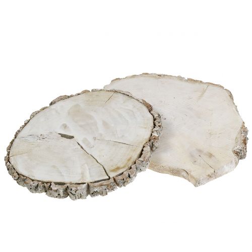 Floristik24 Krążek drewniany myty na biało 13cm - 15cm 2szt