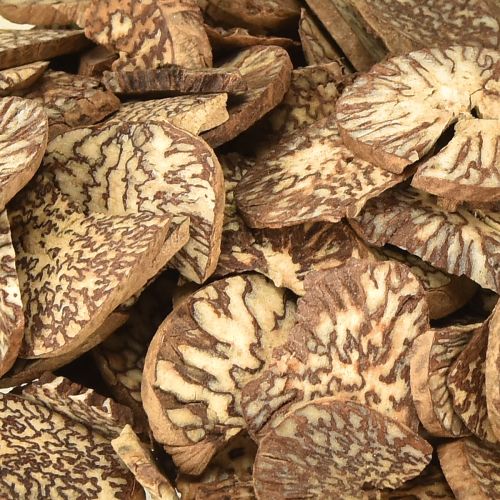 Produkt Drewniane krążki dekoracyjne z orzechów betelowych, plasterki areki 1-3,5 cm 300 g