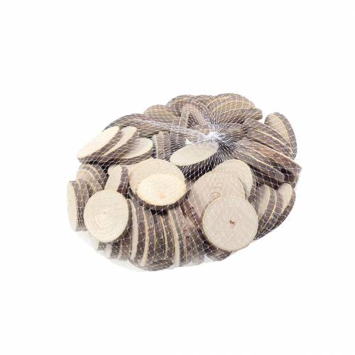 Floristik24 Krążki drewniane okrągłe naturalne Ø3,5–5cm 400g w siatce