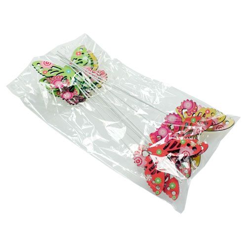 Floristik24 Drewniane motyle na patyku w różnych kolorach. 9 cm