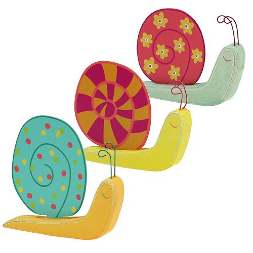 Floristik24 Ślimak drewniany 10,5 x 9cm kolorowy 6szt.