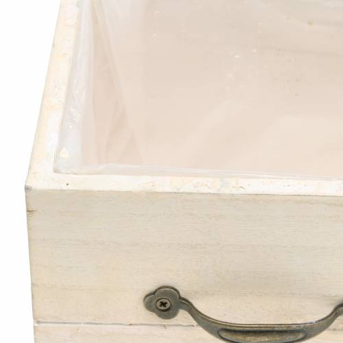 Floristik24 Doniczka drewniana szuflada kremowa 15×15cm/12×12cm zestaw 2 szt