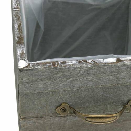 Produkt Donica drewniana szuflada myta szara 15×15cm/12×12cm zestaw 2