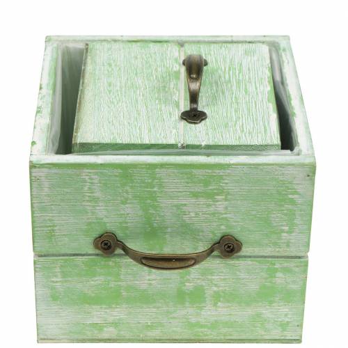 Produkt Drewniana szuflada na sadzarkę jasnozielona 15x15/12x12cm, zestaw 2 szt