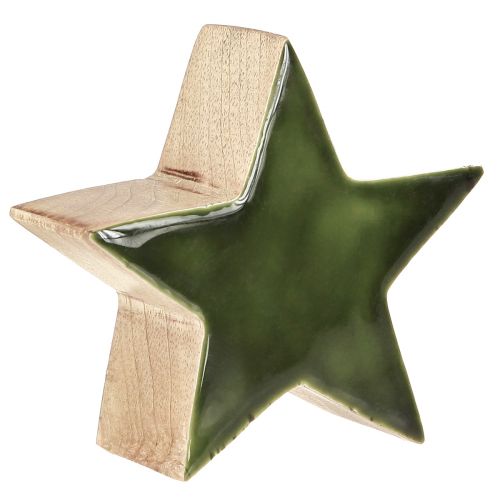 Produkt Drewniana gwiazda zielona gwiazda naturalna dekoracja stołu z drewna mango Ø10cm 3 szt