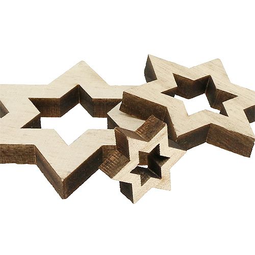 Floristik24 Gwiazdki drewniane mix 2,5cm - 7cm natura 35szt.
