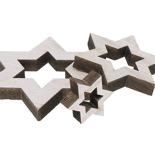 Floristik24 Drewniana gwiazda mix 2,5cm - 7cm bielona 35p
