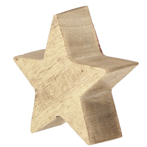 Floristik24 Drewniana gwiazda czerwona gwiazda naturalna dekoracja stołu z drewna mango Ø10cm 3 szt