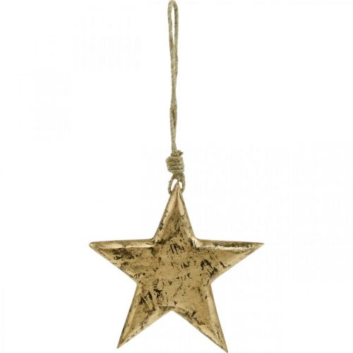 Floristik24 Gwiazda do zawieszenia, drewniana dekoracja z efektem złota, Advent 14cm × 14cm