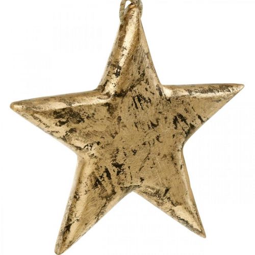 Produkt Gwiazda do zawieszenia, drewniana dekoracja z efektem złota, Advent 14cm × 14cm
