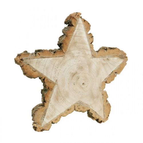 Krążek na drzewo, gwiazdka na świeczkę, dekoracja adwentowa, ozdobna taca z naturalnego drewna Ø23cm