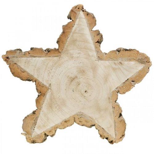 Floristik24 Krążek na drzewo, gwiazdka na świeczkę, dekoracja adwentowa, ozdobna taca z naturalnego drewna Ø23cm