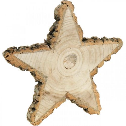 Drewniana taca na Adwent, plasterek drzewa w kształcie gwiazdy, Boże Narodzenie, dekoracja gwiazdy naturalne drewno Ø29cm