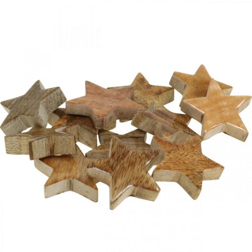 Produkt Drewniane gwiazdki dekoracja rozproszona gwiazda świąteczna naturalny połysk wys. 5cm 12 szt