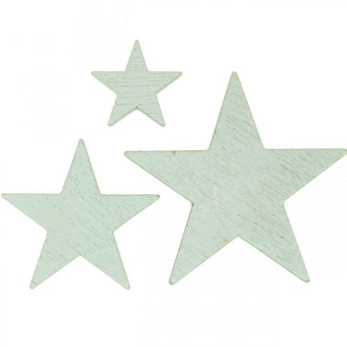 Produkt Drewniane gwiazdki dekoracja rozproszona świąteczna mięta 3/5/7cm 29 szt