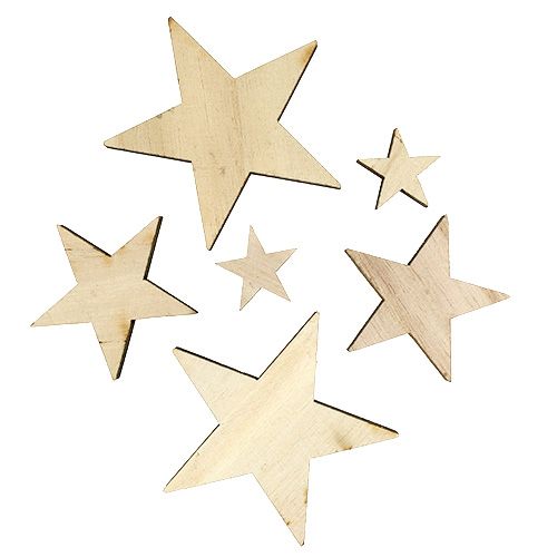 Floristik24 Gwiazdki drewniane 2,5cm -7cm naturalne 48 szt