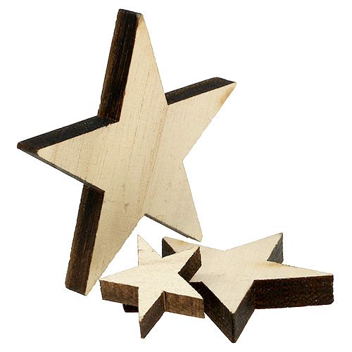 Floristik24 Gwiazdki drewniane 2,5cm -7cm naturalne 48 szt