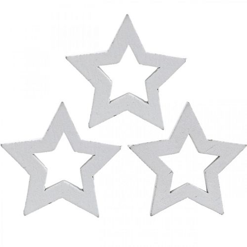 Floristik24 Drewniane gwiazdki rozproszone dekoracja gwiazdki świąteczne białe 3cm 72szt
