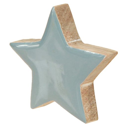 Produkt Drewniane gwiazdki dekoracja stołu gwiazdki biało-niebiesko-turkusowe 5cm 12 szt.