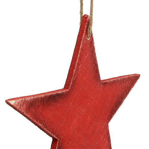 Produkt Gwiazdki drewniane do zawieszenia 16,5cm/20cm czerwone 6 szt