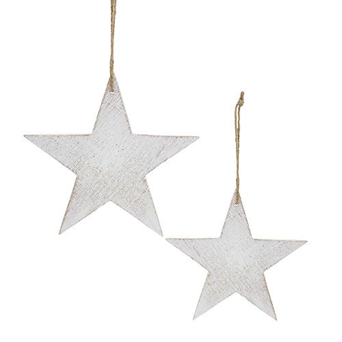 Produkt Gwiazdy drewniane do zawieszenia 9/13cm białe 12szt.
