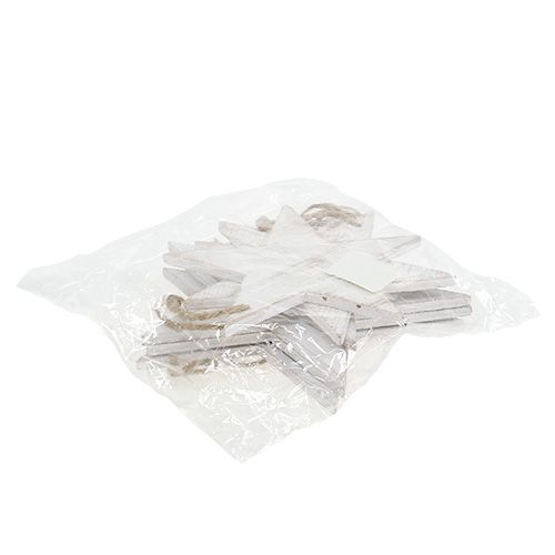 Floristik24 Gwiazdki drewniane do zawieszania 9/13cm białe 12 szt