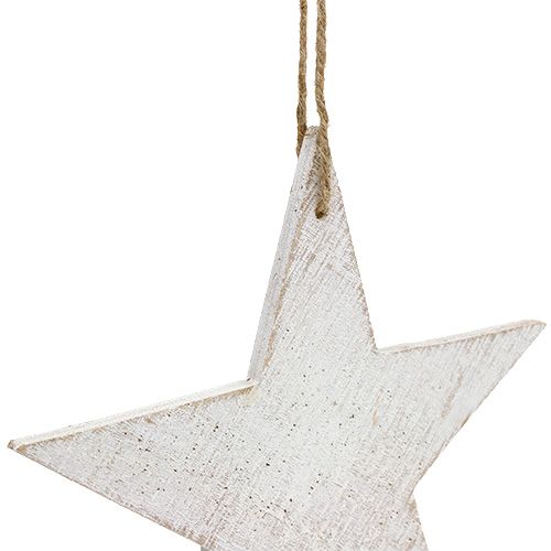 Floristik24 Gwiazdy drewniane do powieszenia 16,5cm/20cm białe 6szt