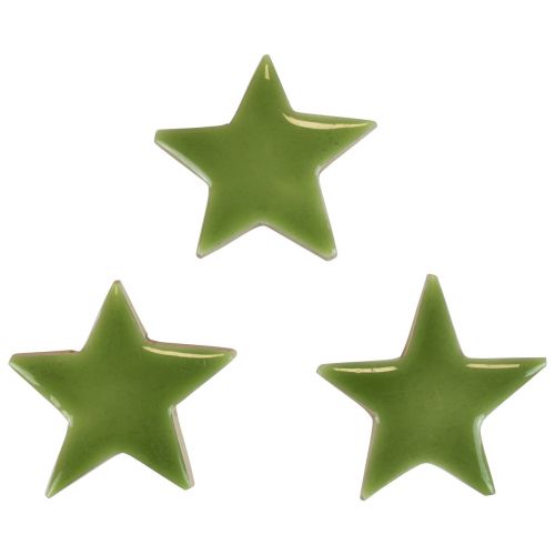 Gwiazdki drewniane Ozdoby świąteczne dekoracje rozproszone błyszczące jasnozielone Ø5cm 8szt