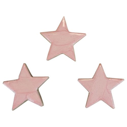 Produkt Drewniane gwiazdki ozdobne gwiazdki Dekoracja świąteczna różowy połysk Ø5cm 8 szt