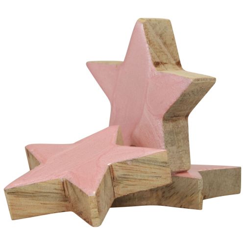 Drewniane gwiazdki dekoracja gwiazdki Dekoracja świąteczna różowy połysk Ø5cm 8szt