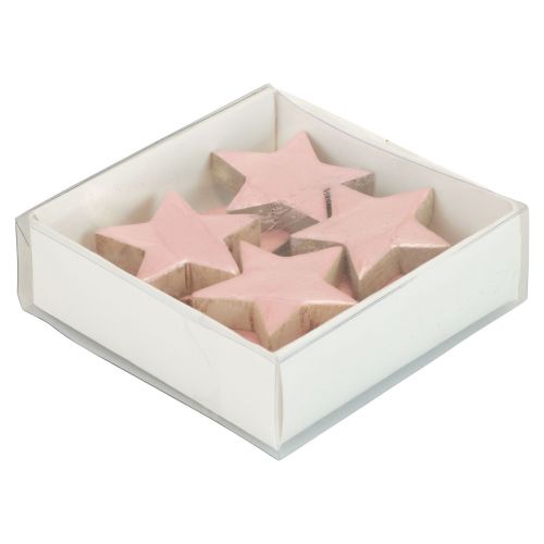 Produkt Drewniane gwiazdki ozdobne gwiazdki Dekoracja świąteczna różowy połysk Ø5cm 8 szt