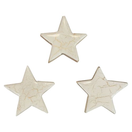 Produkt Gwiazdy drewniane gwiazdki dekoracyjne białe złoto crackle drewno Ø5cm 8szt