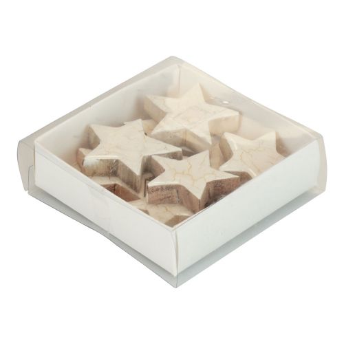 Produkt Gwiazdki drewniane gwiazdki dekoracyjne białe złoto crackle drewno Ø5cm 8 szt