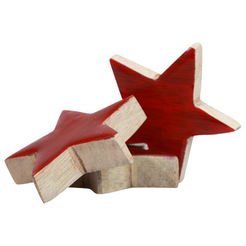 Produkt Gwiazdki drewniane gwiazdki dekoracyjne czerwone rozproszone dekoracja efekt połysku Ø5cm 12 szt