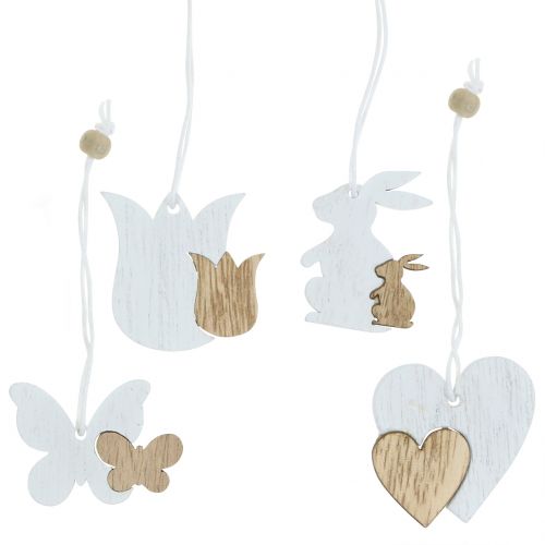 Floristik24 Deco Wieszak Sprężynowy Biały/Natura 12szt.