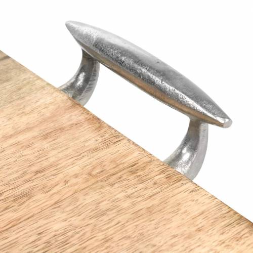 Floristik24 Taca drewniana z uchwytami Mango, Metal Natural, Silver 46×25cm