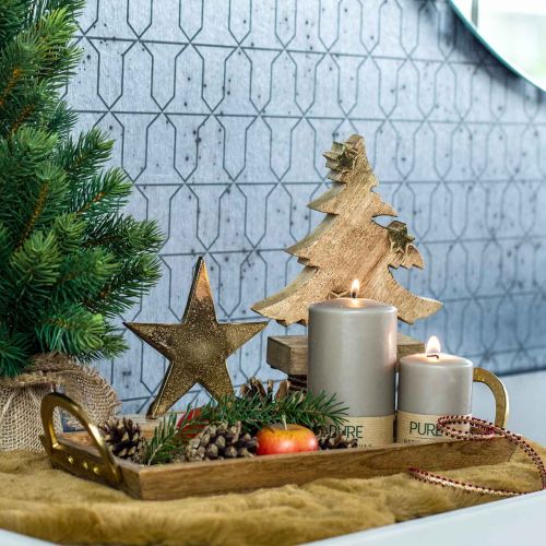 Floristik24 Drewniana taca z uchwytami, ozdobna miska, drewno mango L39,5cm