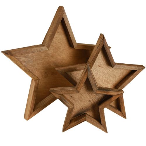 Produkt Drewniana taca dekoracyjna gwiazda w kolorze brązowym Ø38/29/22cm zestaw 3 sztuk