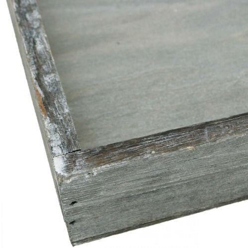 Produkt Taca drewniana kwadratowa szara, myta biała taca ozdobna 19×19cm