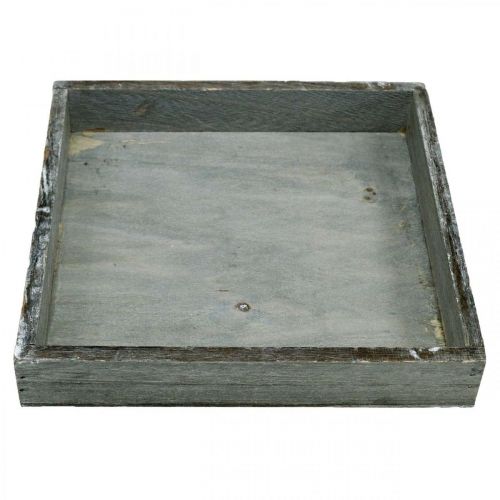 Produkt Taca drewniana kwadratowa szara, bielona dekoracyjna taca 19×19cm 2szt
