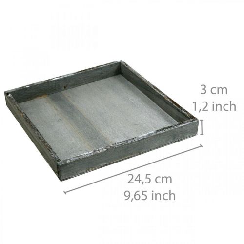 Produkt Taca drewniana kwadratowa szara, biała dekoracja stołu Shabby Chic 24,5×24,5cm