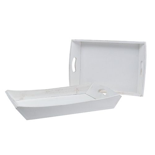 Taca drewniana 2 komplety 42x28/35,5x24cm Biała