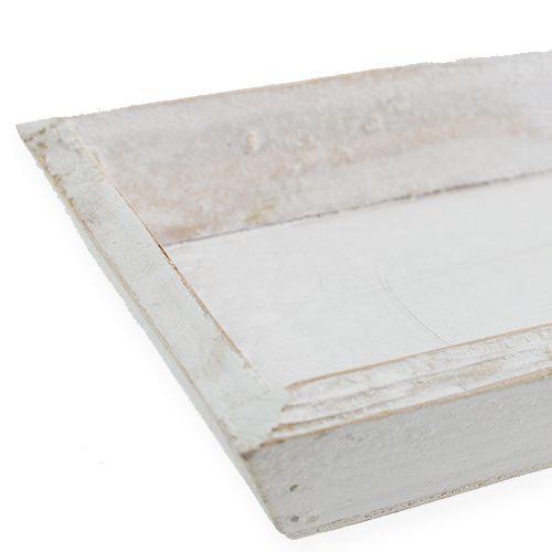 Floristik24 Miska drewniana biała 35cm x 11cm