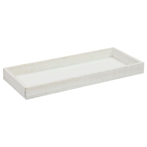 Floristik24 Taca drewniana biała taca dekoracyjna shabby chic z drewna 35×15×3cm