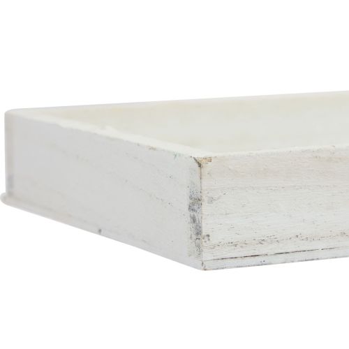 Floristik24 Taca drewniana biała taca dekoracyjna shabby chic z drewna 35×15×3cm